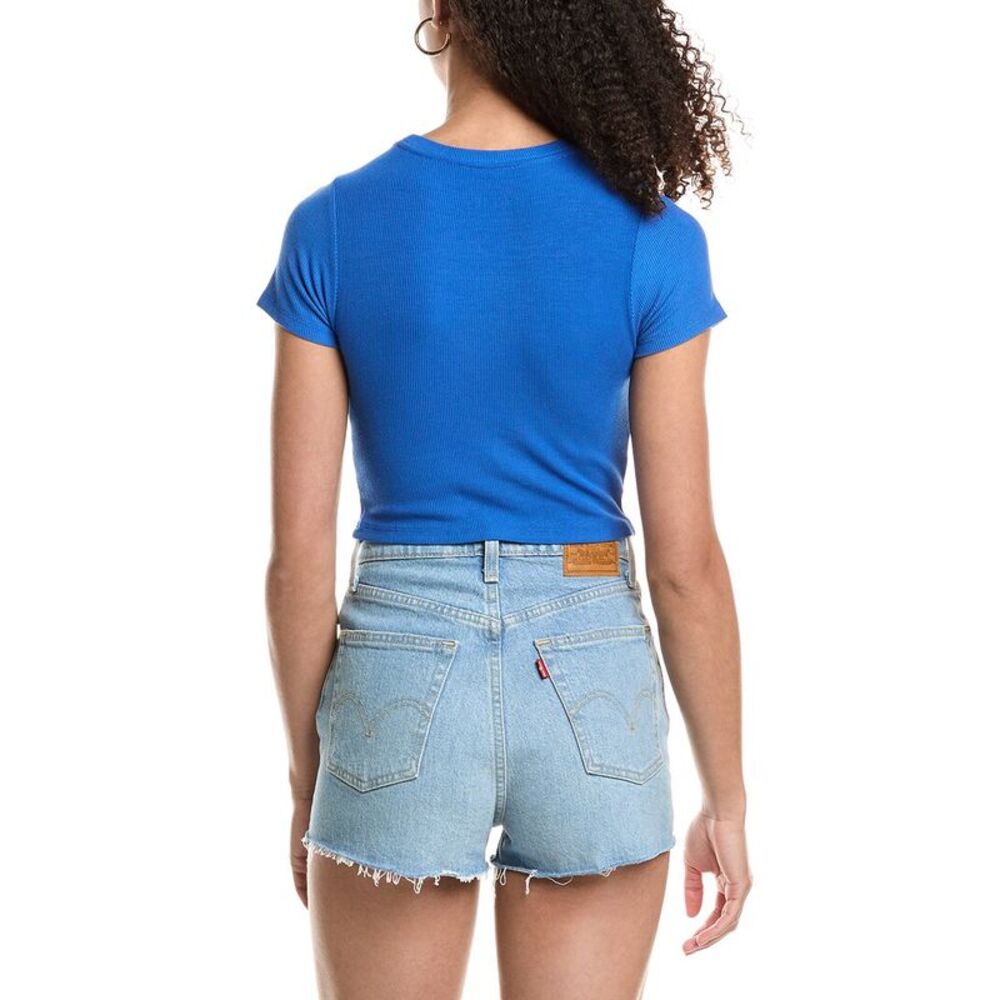 Katiejnyc Womens Livi Ribbed T-Shirt, Blue - Picture 2 of 3